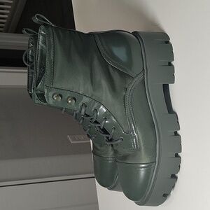 Nine West Obri Lug Soul Green Combat Boots, women's size 9.5